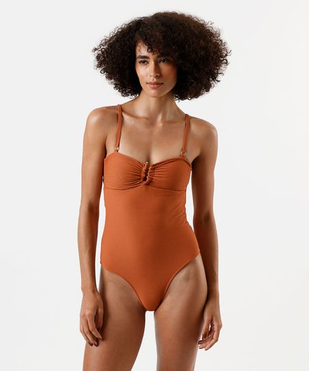 maiô feminino alça fina canelado marrom P maiô feminino alça fina canelado marrom P