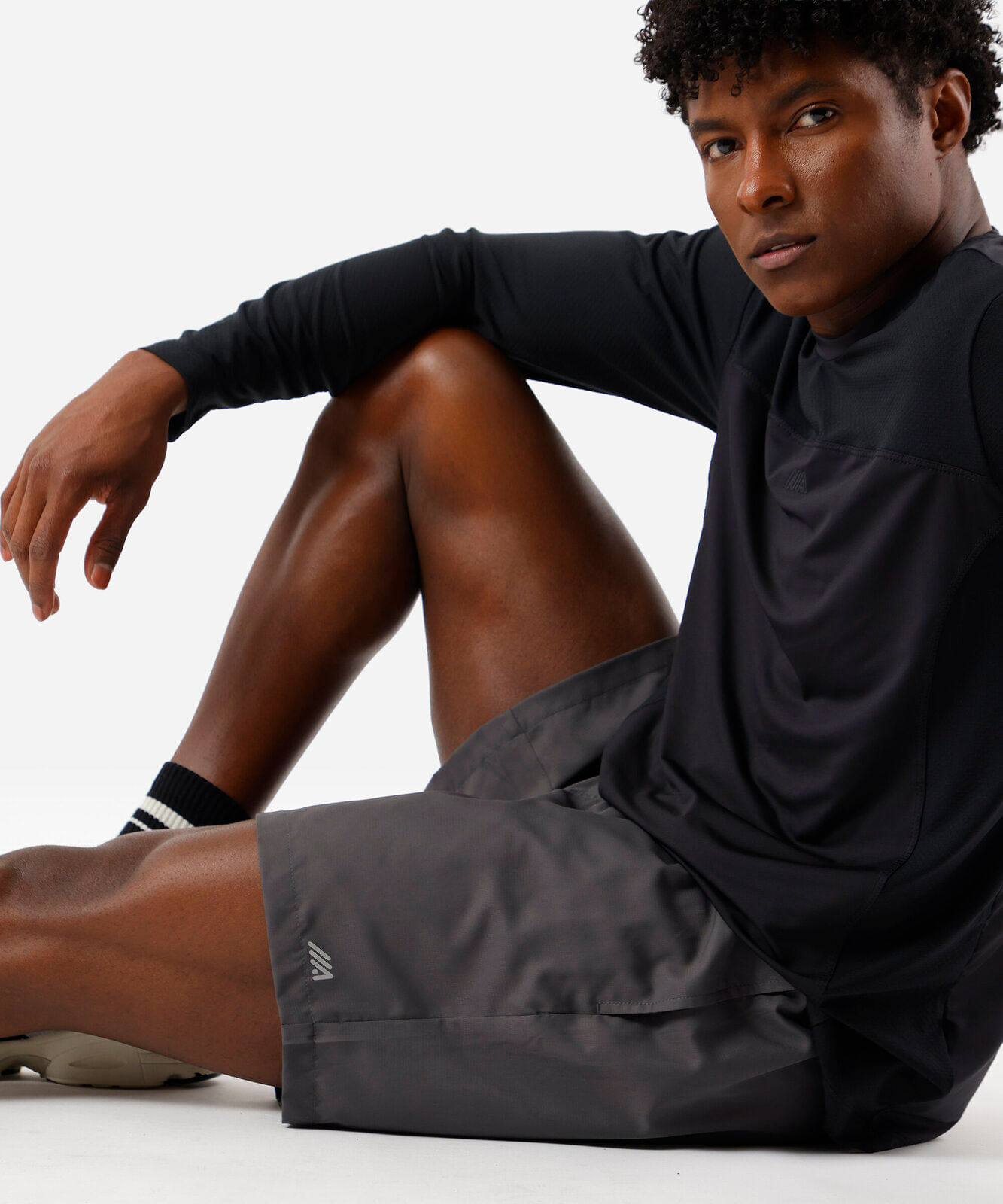 short masculino esportivo cós duplo cinza