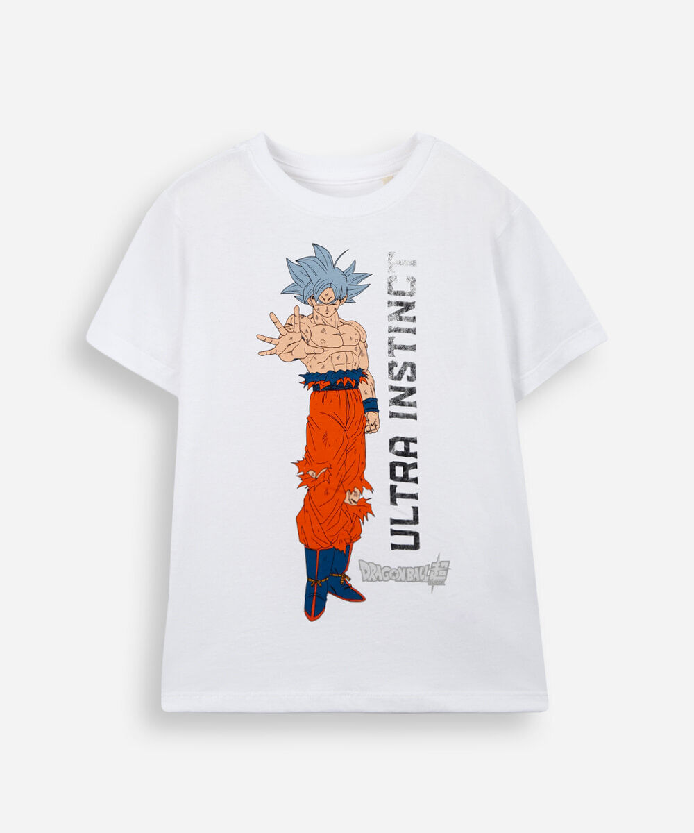 camiseta infantil de algodão goku dragon ball off white