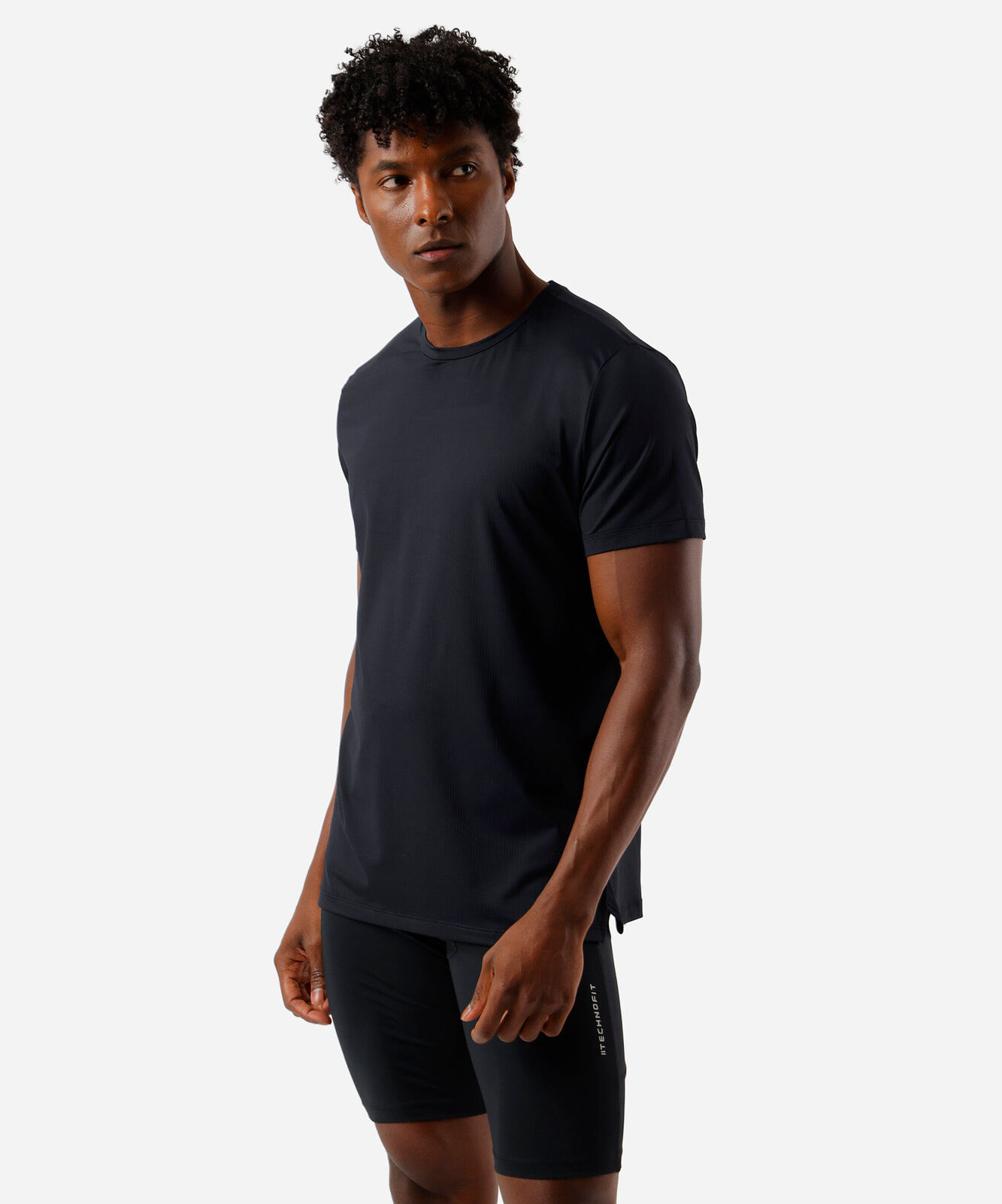 camiseta masculina de poliamida esportiva preta