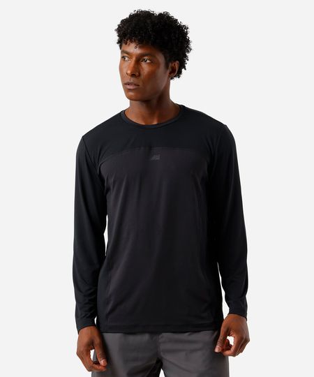 camiseta masculina manga longa slim recorte preta G camiseta masculina manga longa slim recorte preta G