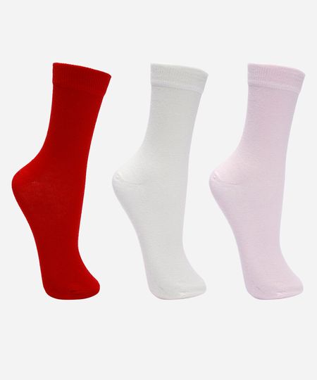 kit de 3 meias cano alto colorido 34-39 kit de 3 meias cano alto colorido 34-39