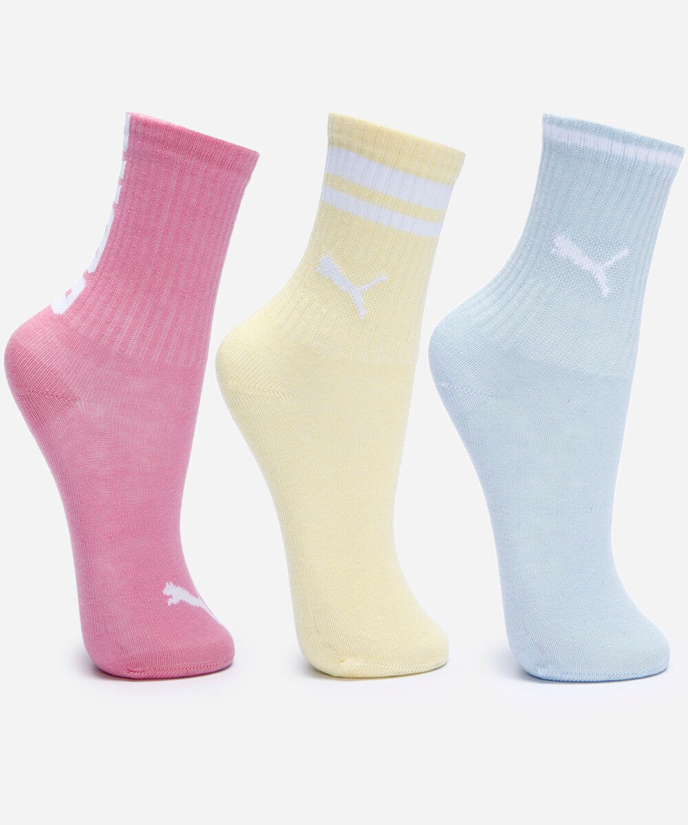 kit de 3 meias cano alto infantis puma colorido