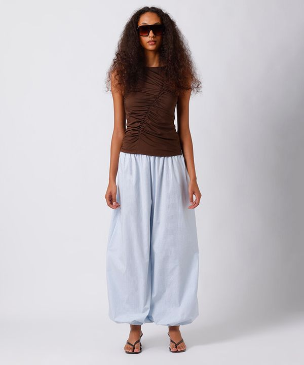 calça aladim feminina de algodão listrada mindset azul GG
