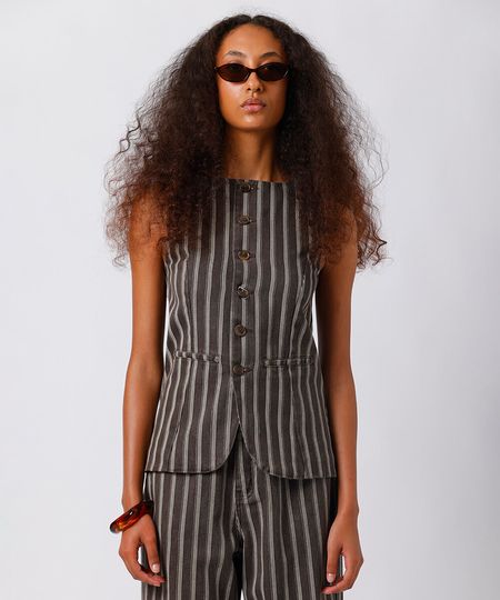 colete feminino de sarja listrado mindset colorido GG colete feminino de sarja listrado mindset colorido GG