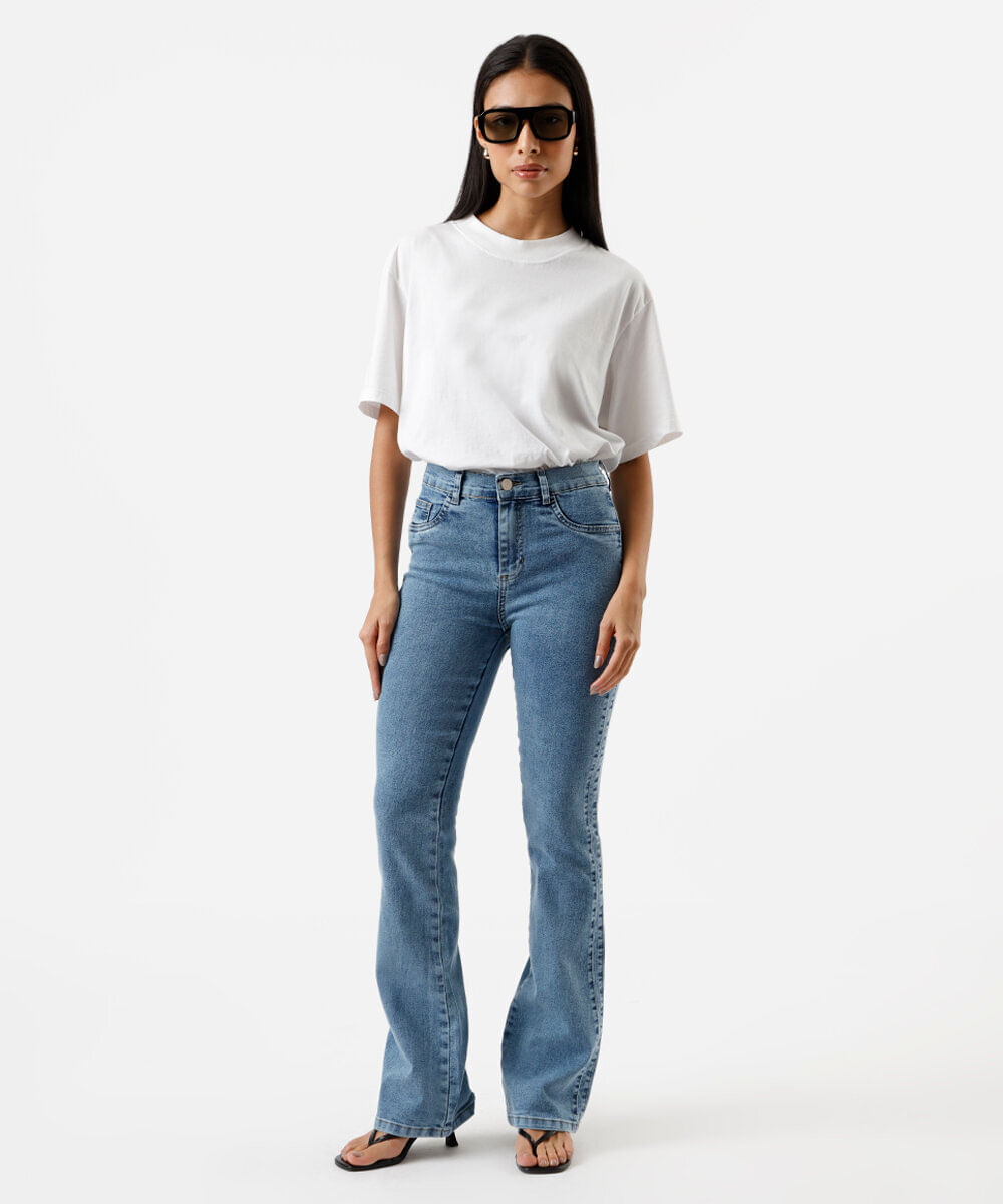 calça boot cut feminina jeans sawary azul