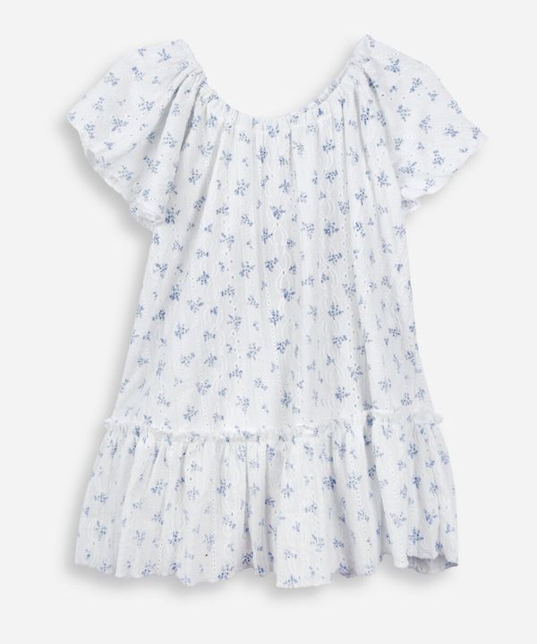 vestido infantil mangas curtas floral off white 6