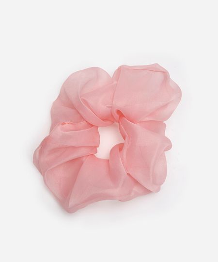 scrunchie de organza drapeada rosa UNICO