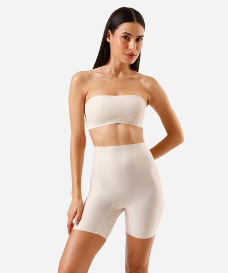 bermuda segunda pele feminina de poliamida bege P