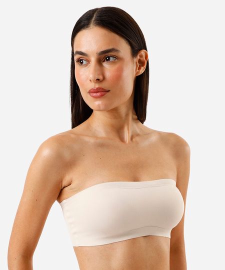 top faixa feminino com bojo removível bege P