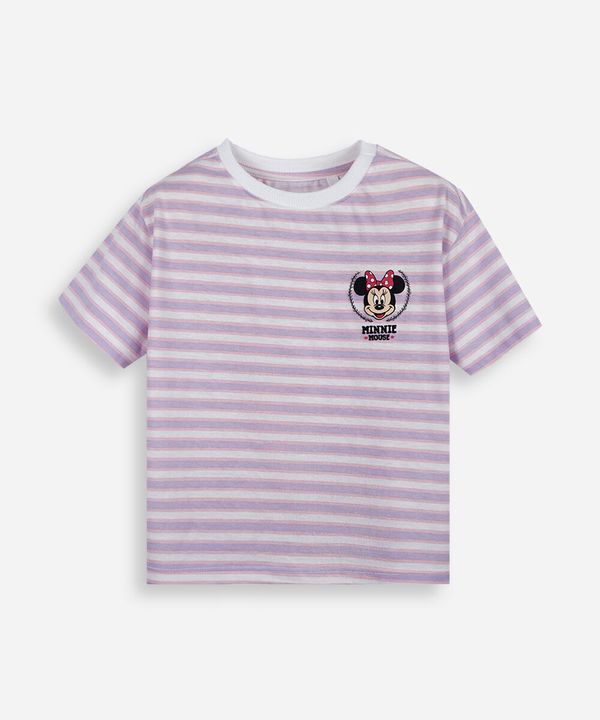 camiseta infantil de algodão listrada minnie colorido 6