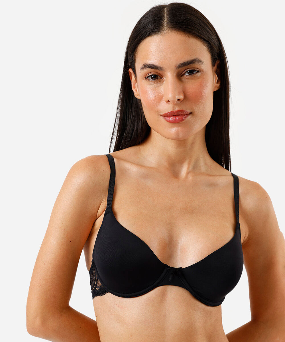 sutiã meia taça feminino com renda preto