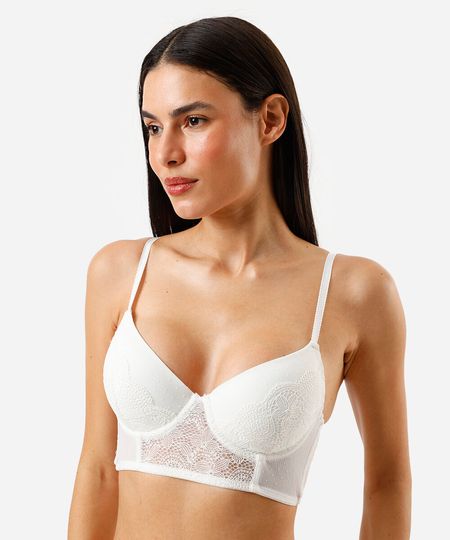 sutiã cropped com bojo e renda off white 46 sutiã cropped com bojo e renda off white 46