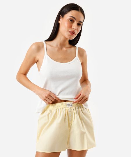 short de pijama avulso feminino boxer amarelo PP short de pijama avulso feminino boxer amarelo PP
