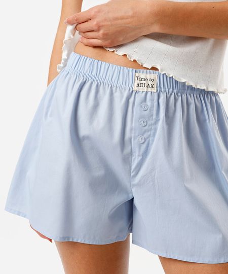 short de pijama avulso feminino boxer azul PP short de pijama avulso feminino boxer azul PP