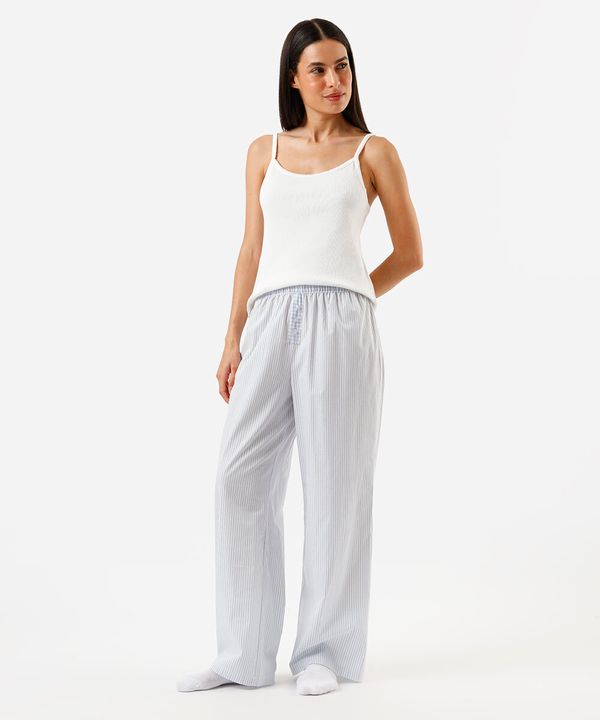 calça de pijama avulsa listrada azul P