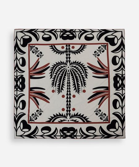 canga estampada coqueiro off white UNICO