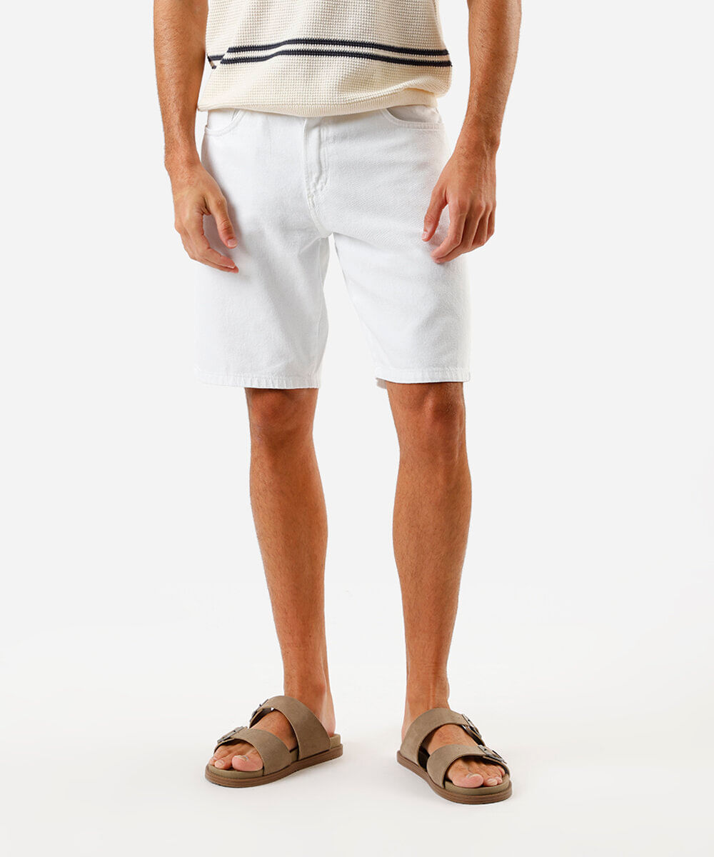 bermuda de sarja masculina reta branca