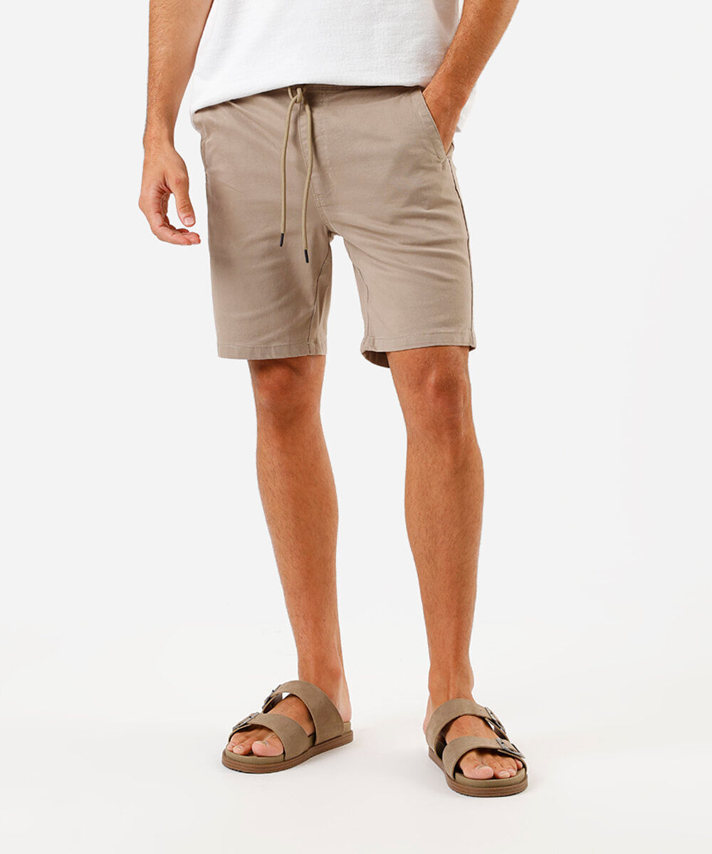 Vista 2 bermuda de sarja cós com elástico bege C&A Areia C&A Areia