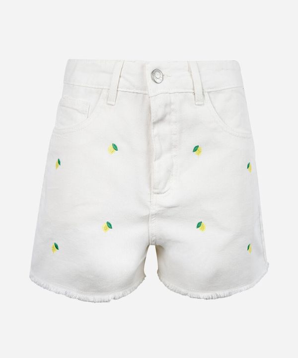 short jeans juvenil com limões bordados branco 14