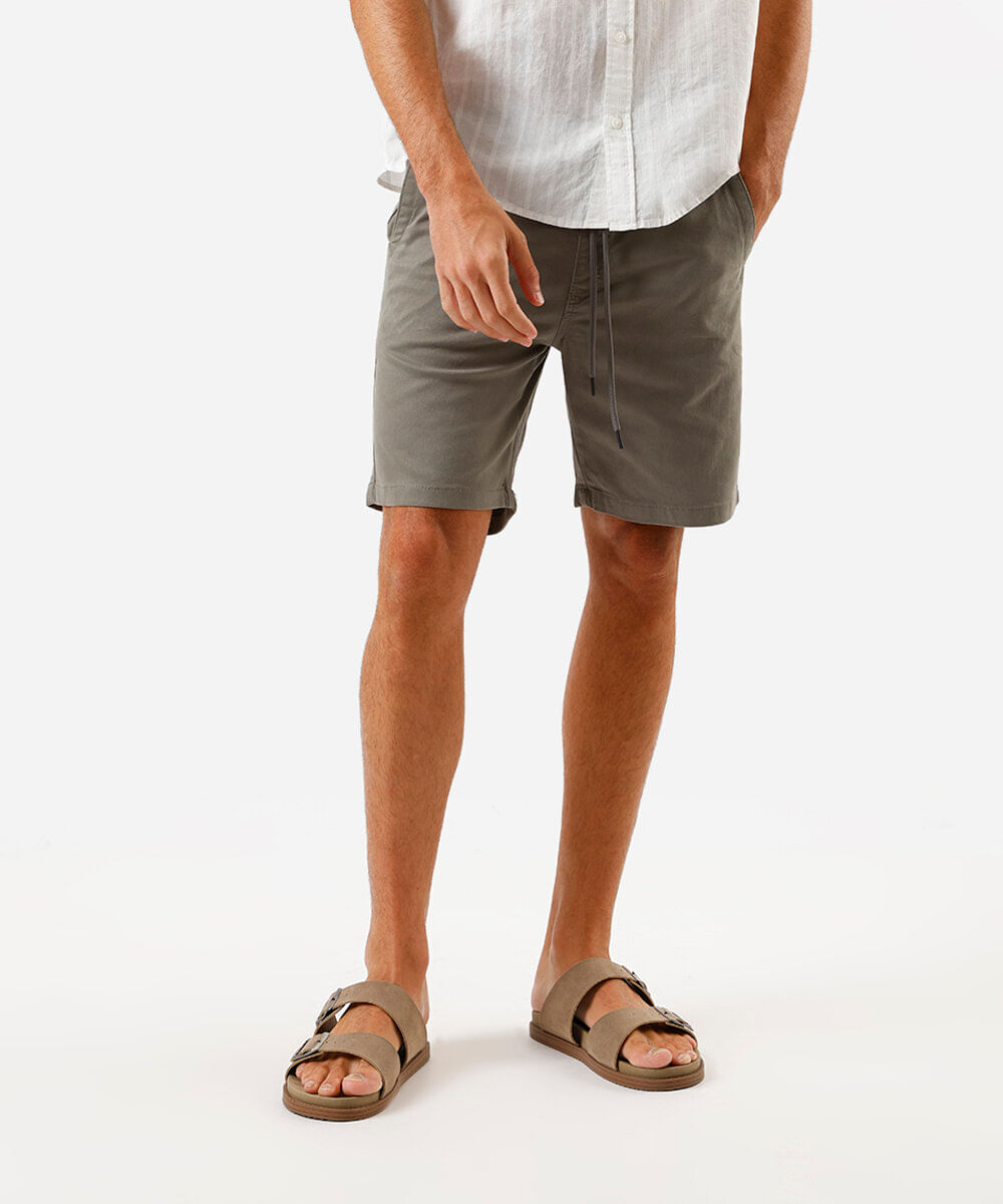 Vista 2 bermuda de sarja cós com elástico cinza C&A Cinza Médio C&A Cinza Médio