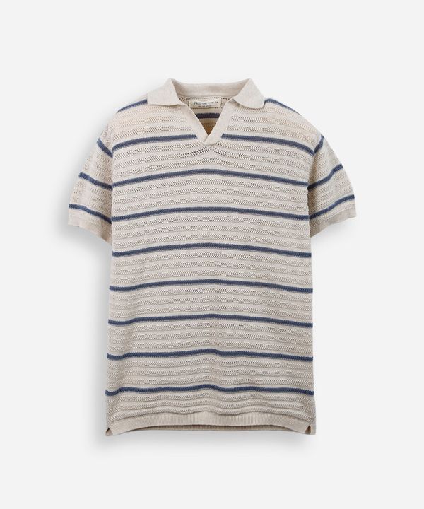 polo de tricot infantil texturizada listrada azul 8