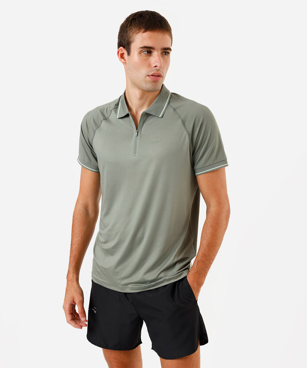 polo raglan masculina C&A Sports verde