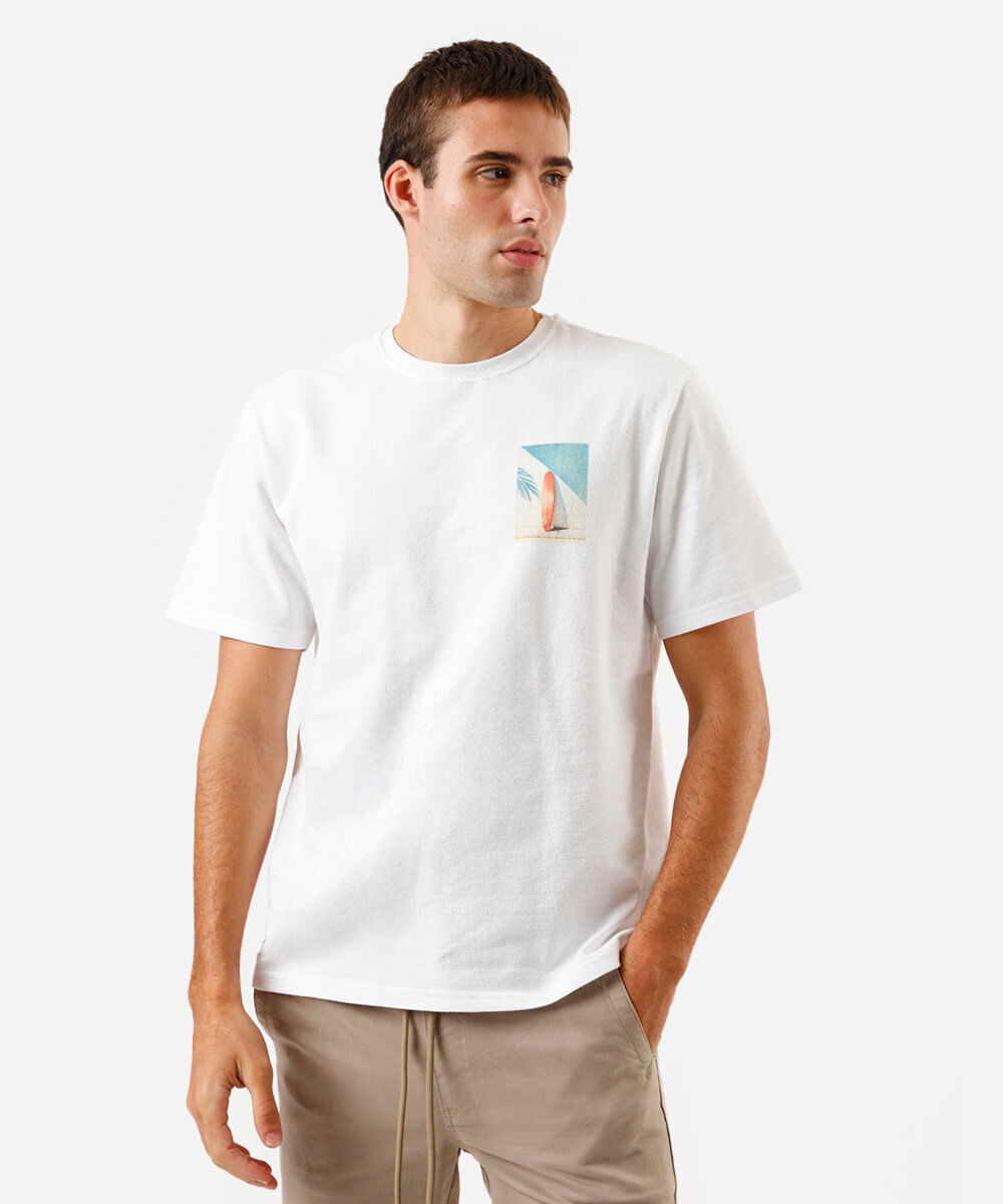 camiseta masculina de algodão estampada off white