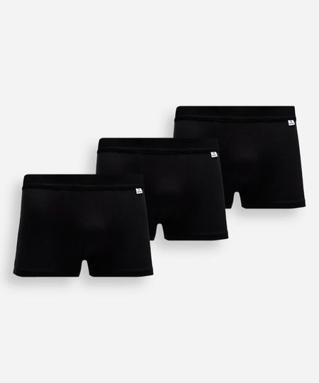kit de 3 cuecas boxer de algodão preto M kit de 3 cuecas boxer de algodão preto M