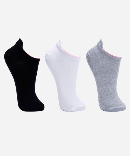 kit de 3 meias cano baixo lupo colorido 34-39