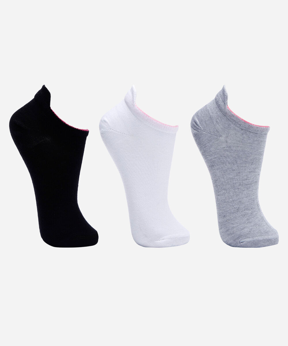 kit de 3 meias cano baixo lupo colorido