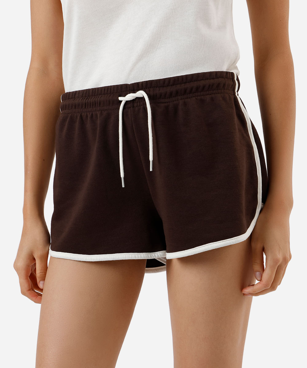 short básico feminino com elástico marrom