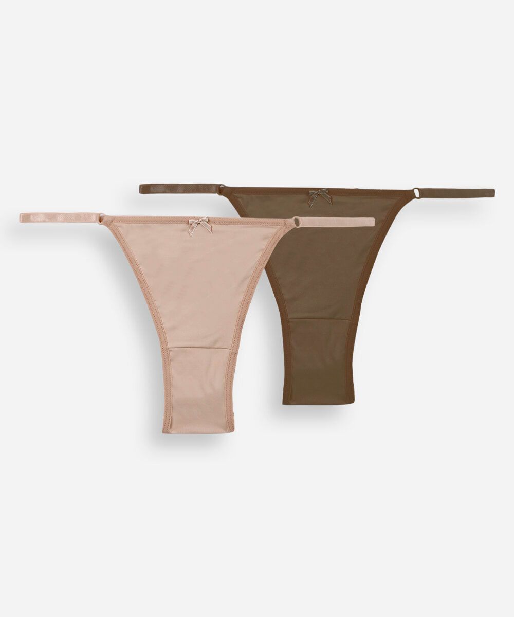 kit de 2 calcinhas femininas string em poliamida colorido