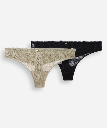 kit de 2 calcinhas com renda colorido P