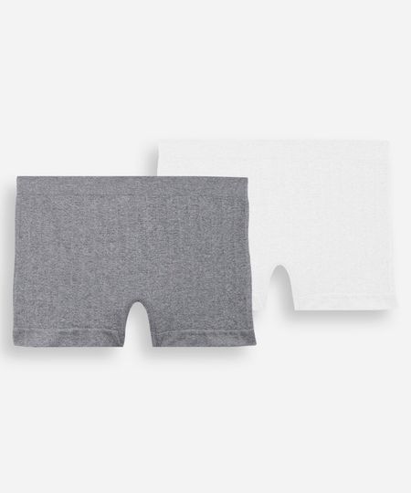 kit de 2 calcinhas boyshort de poliamida sem costura colorido P