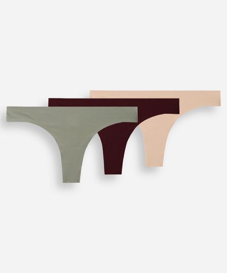 kit de 3 calcinhas fio dental sem costura colorido P kit de 3 calcinhas fio dental sem costura colorido P