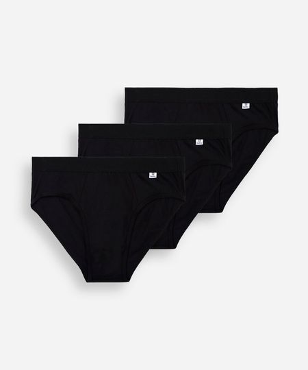 kit de 3 cuecas slip masculinas de algodão preto P kit de 3 cuecas slip masculinas de algodão preto P