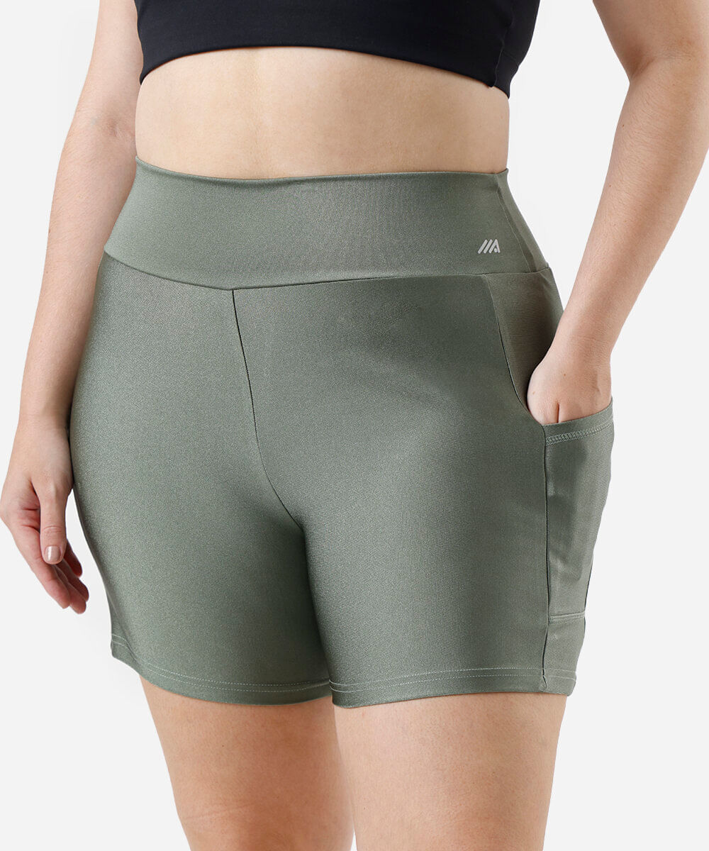 bermuda ciclista feminina esportiva plus size verde