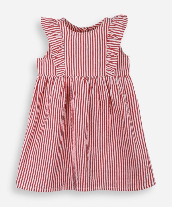 vestido infantil listrado texturizado vermelho 4