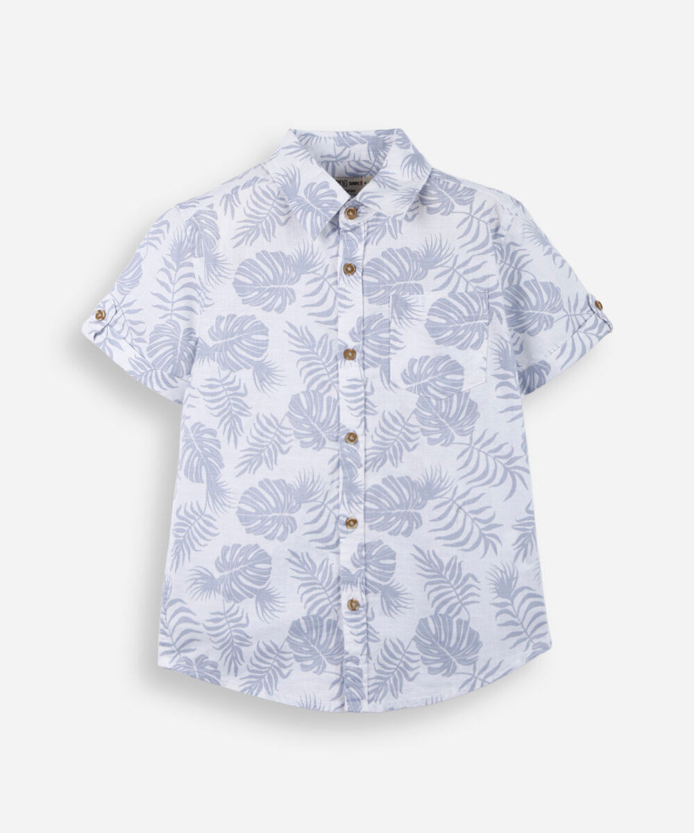 camisa infantil de algodão estampada off white