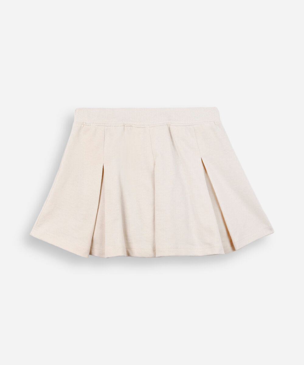 short saia de moletinho infantil plissado off white