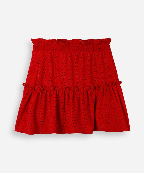 saia de laise infantil floral vermelha 4