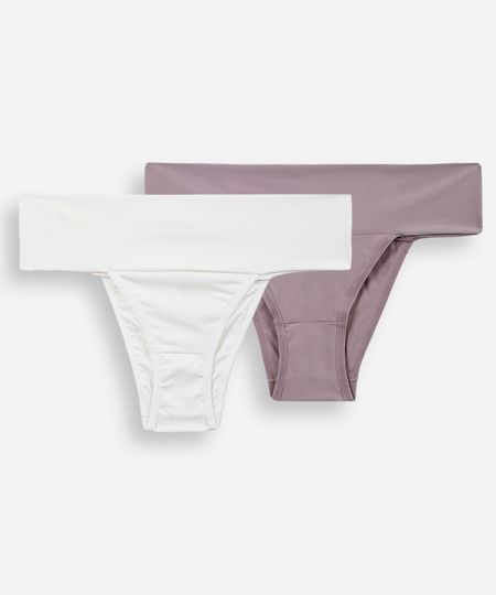 kit de 2 calcinhas biquíni de poliamida colorido GG