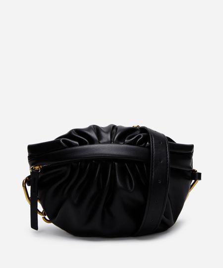 pochete franzida com corrente preta UNICO