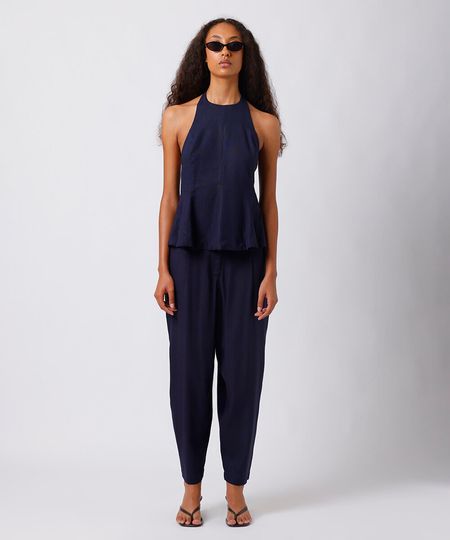 calça balloon feminina com linho mindset azul 40 calça balloon feminina com linho mindset azul 40