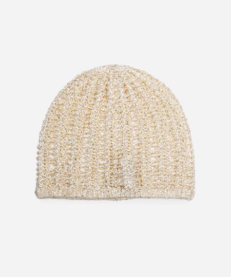 touca de crochê com paetê off white UNICO touca de crochê com paetê off white UNICO