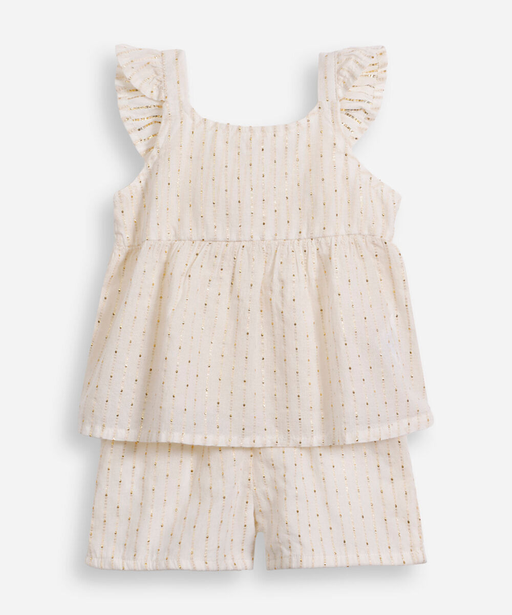 conjunto infantil listrado com brilho off white