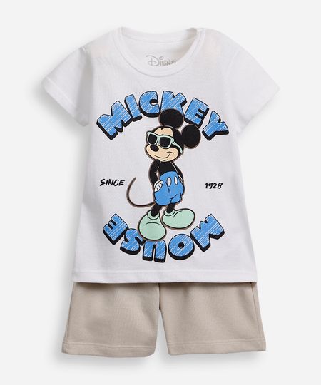 conjunto infantil de algodão mickey off white 1 conjunto infantil de algodão mickey off white 1
