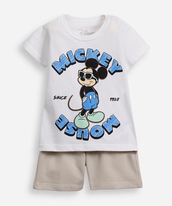 conjunto infantil de algodão mickey off white 5