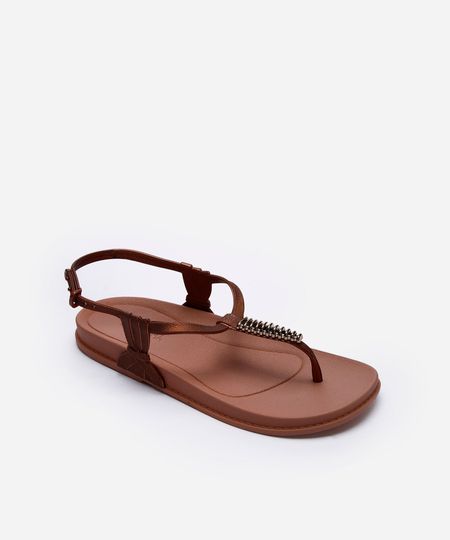 rasteirinha grendha texturizada bronze 36